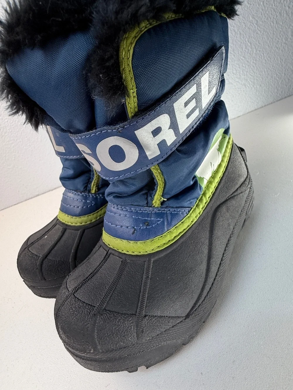 Sorel Kids Winter Snow Boots Blue Black Lime Green Size 11